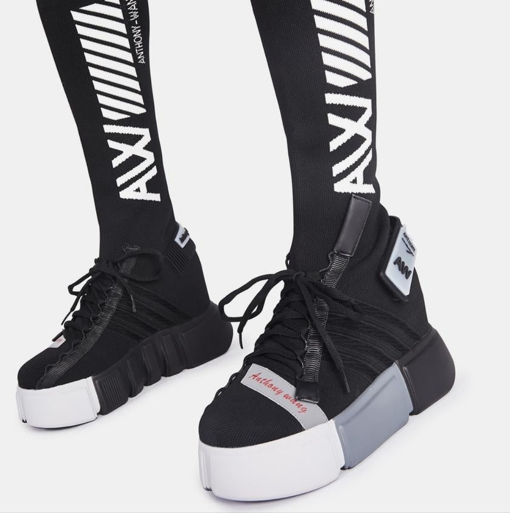 Anthony Wang Black Cranberry Sock Sneakers